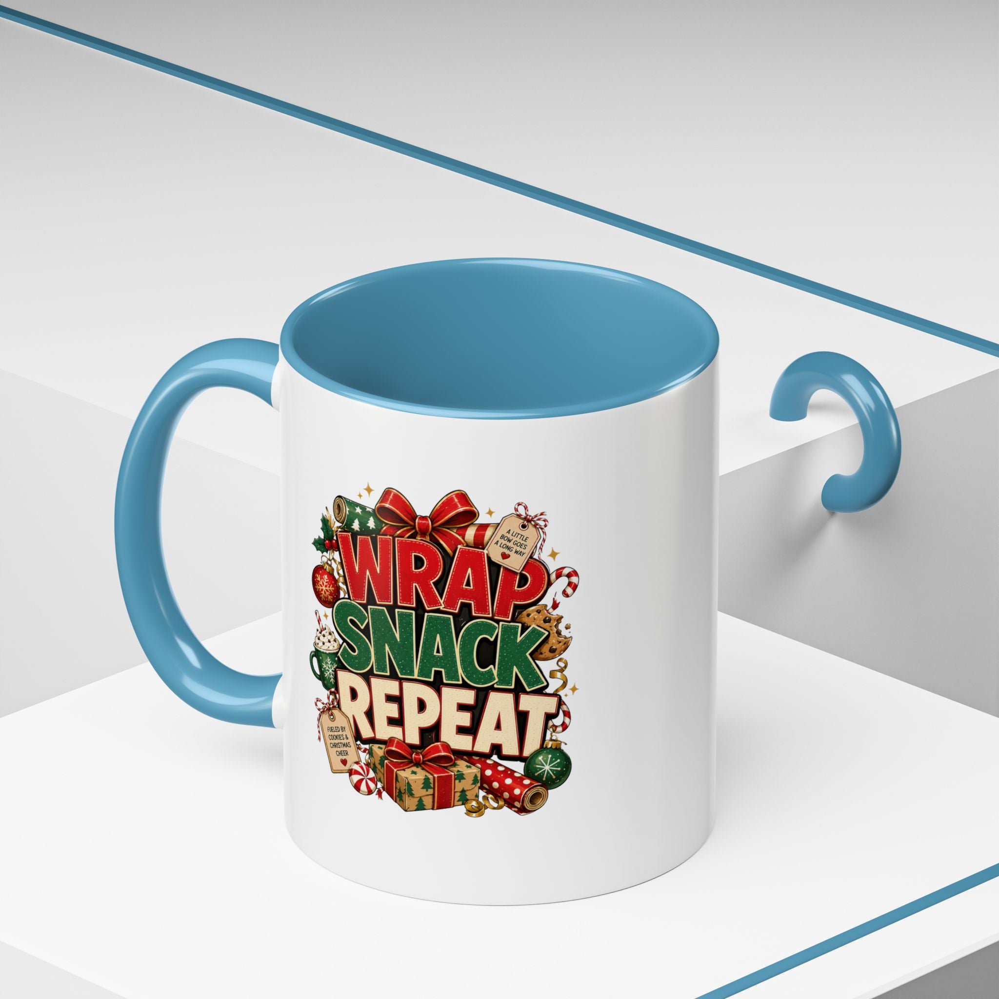 Wrap Snack Repeat Christmas Coffee Mug — Holiday Baking & Gift-Wrapping Mug