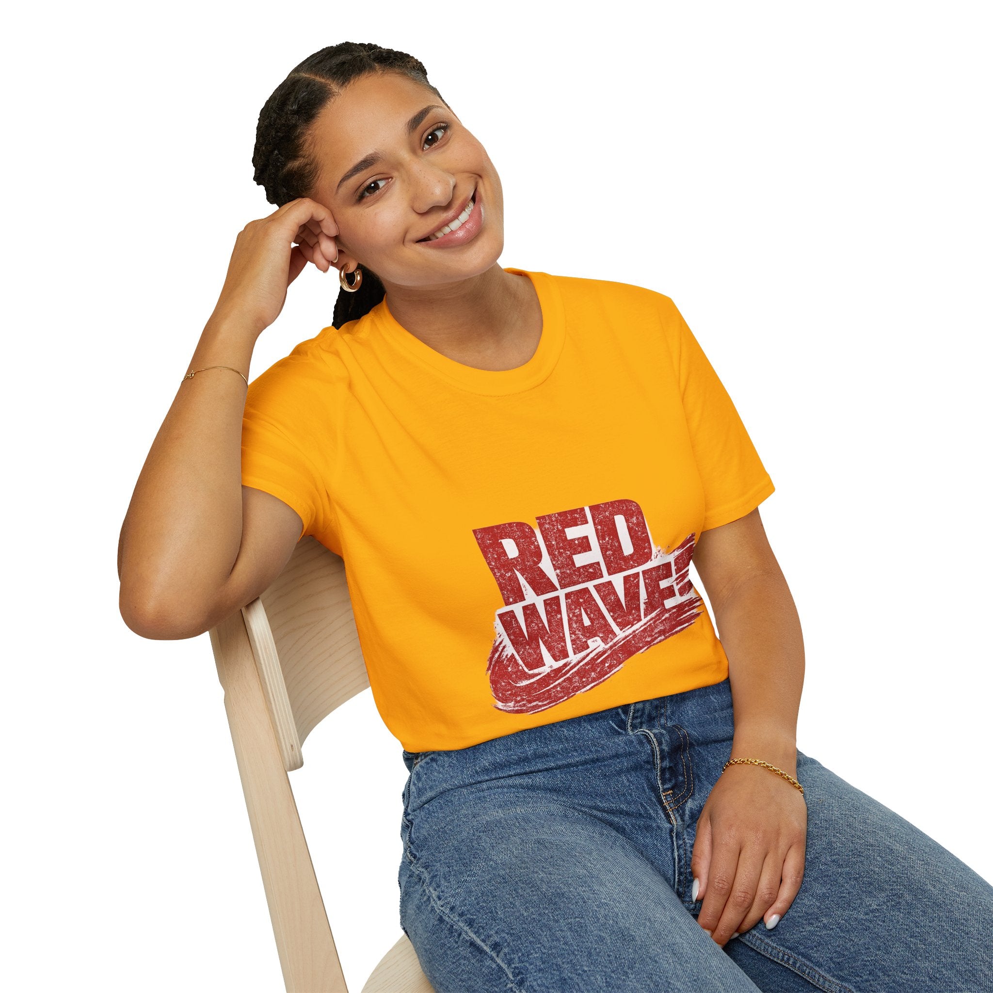 South Korea Red Wave Graphic T‑Shirt — Vintage Distressed Logo Tee