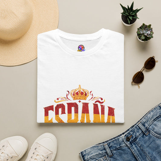 Spain Crown Graphic T-Shirt — Spanish Flag Vintage Crest Tee