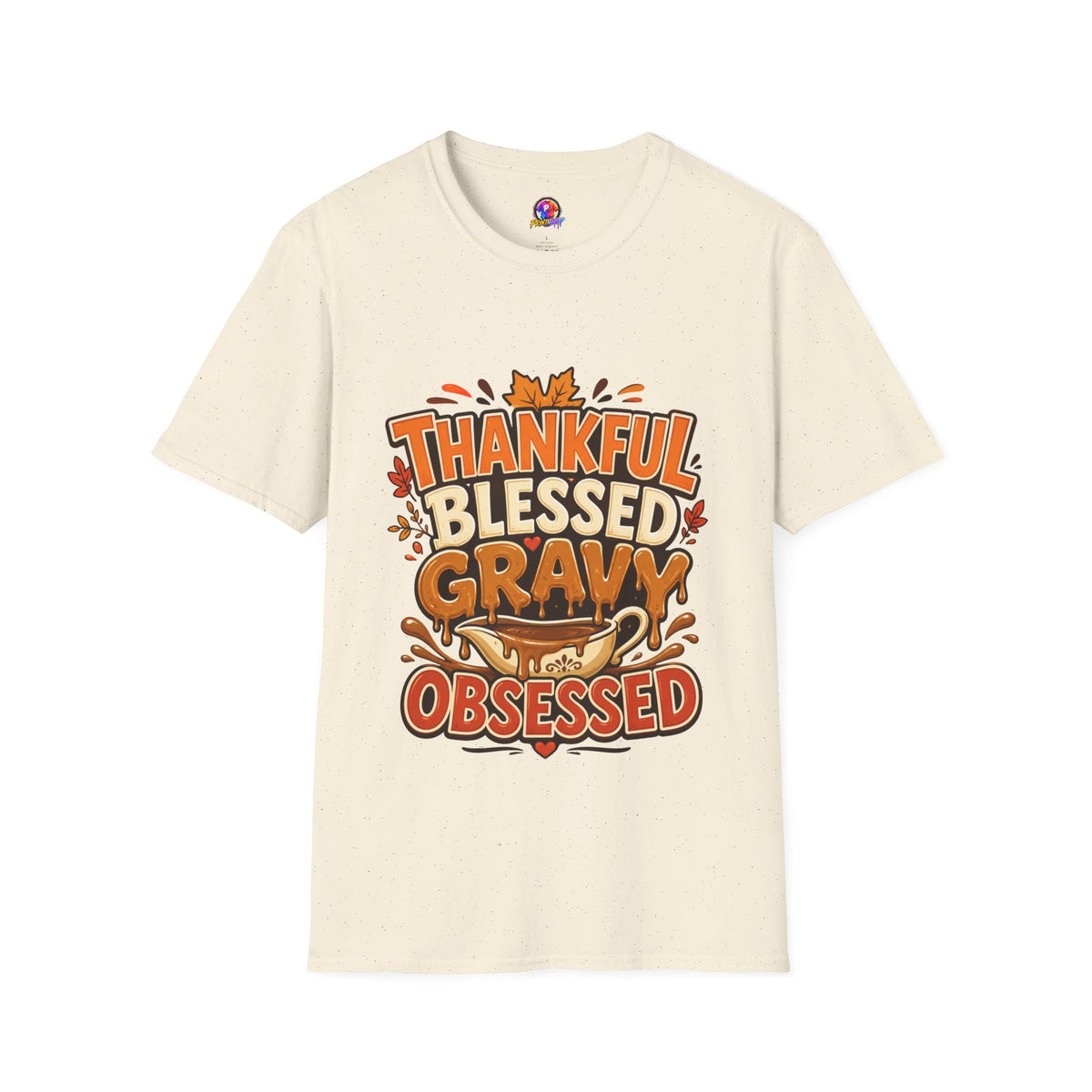 Thanksgiving T-shirt Thankful Blessed Gravy Obsessed T-Shirt — Thanksgiving Fall Turkey Dinner Tee