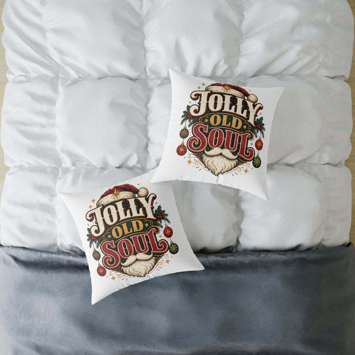 Christmas Holiday Pillow — "Jolly Old Soul" Christmas Decorative Throw Pillow