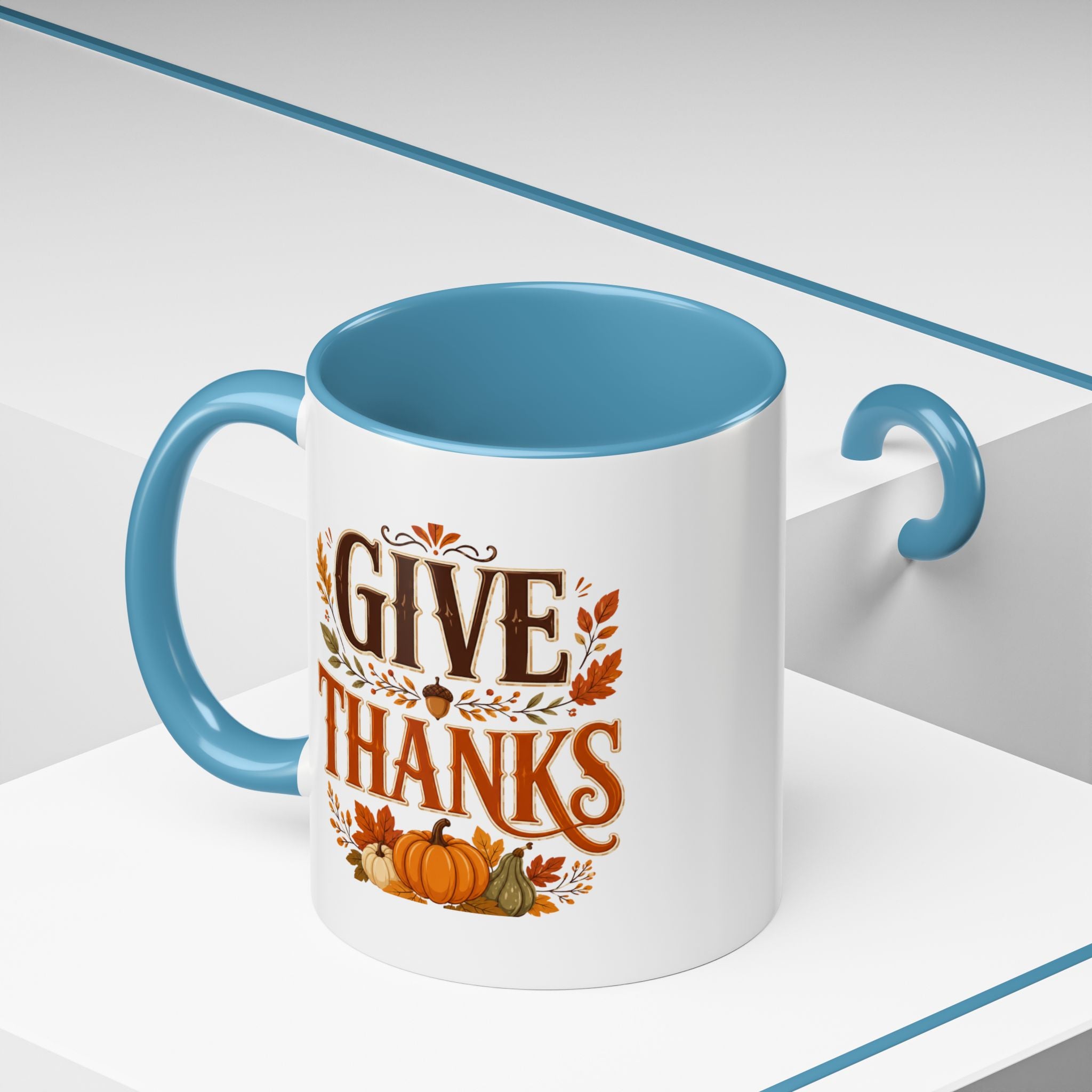 Thanksgiving Mug Give Thanks Coffee Mug — Thanksgiving Fall Accent Mug