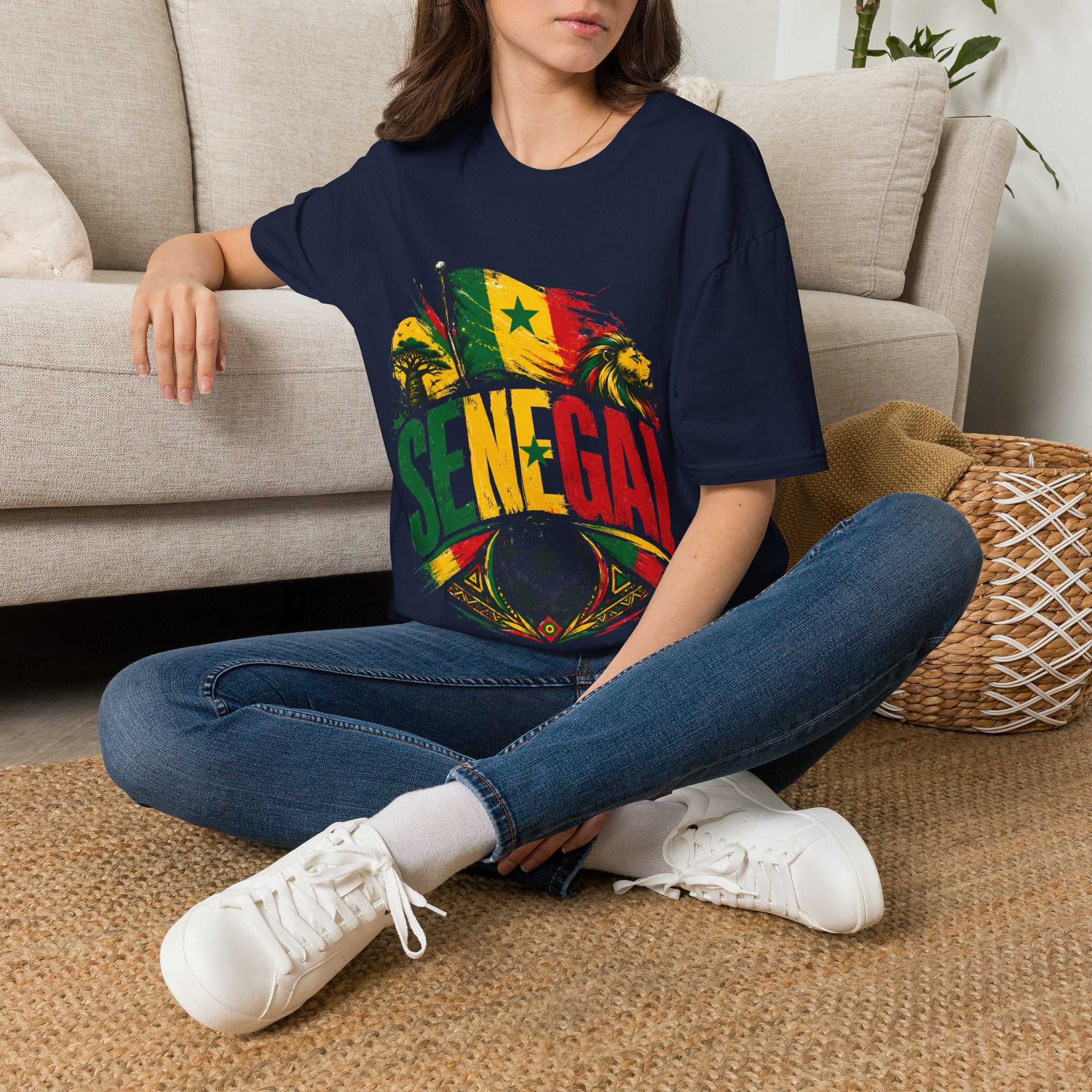 Senegal Flag Soccer T-Shirt — Lion & Football Pride Tee