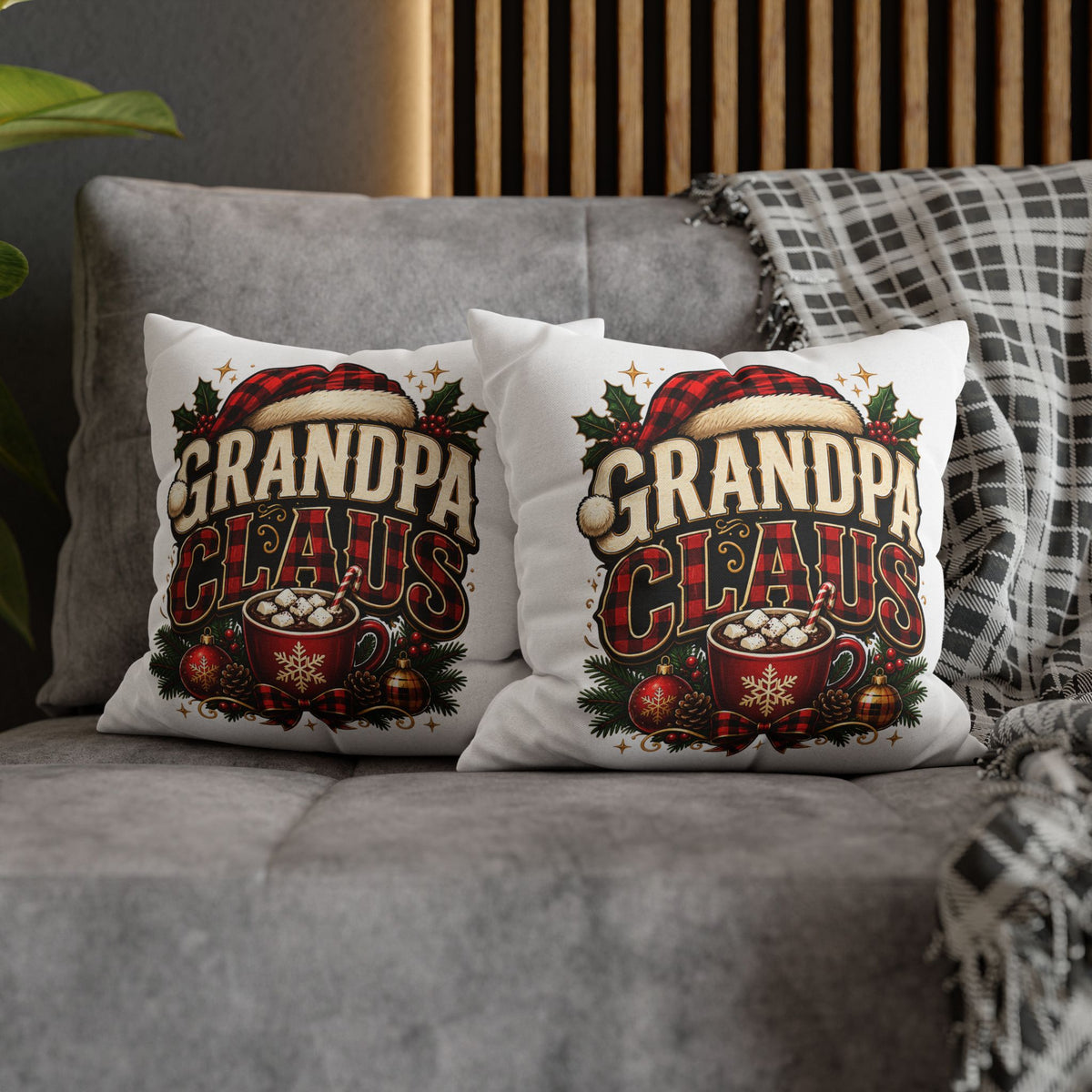 Christmas Grandpa Claus Holiday Pillowcase – Festive Christmas Throw Pillow Cover
