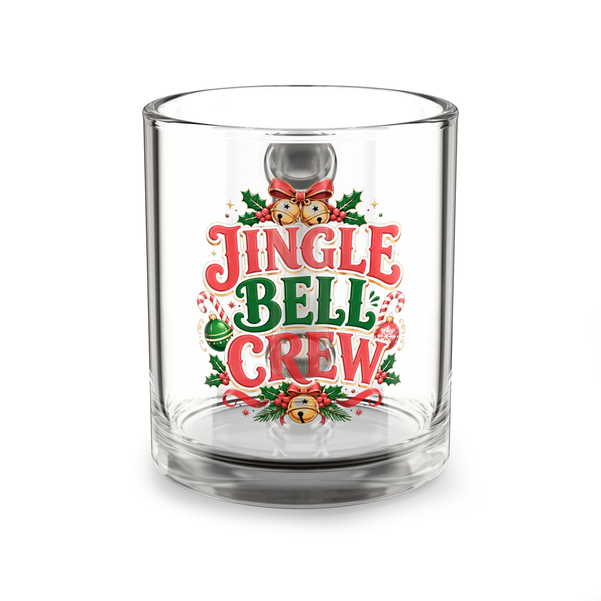 Christmas Glass Mug 10 oz Jingle Bell Crew Glass Mug — 10 oz Christmas Holiday Coffee Cup