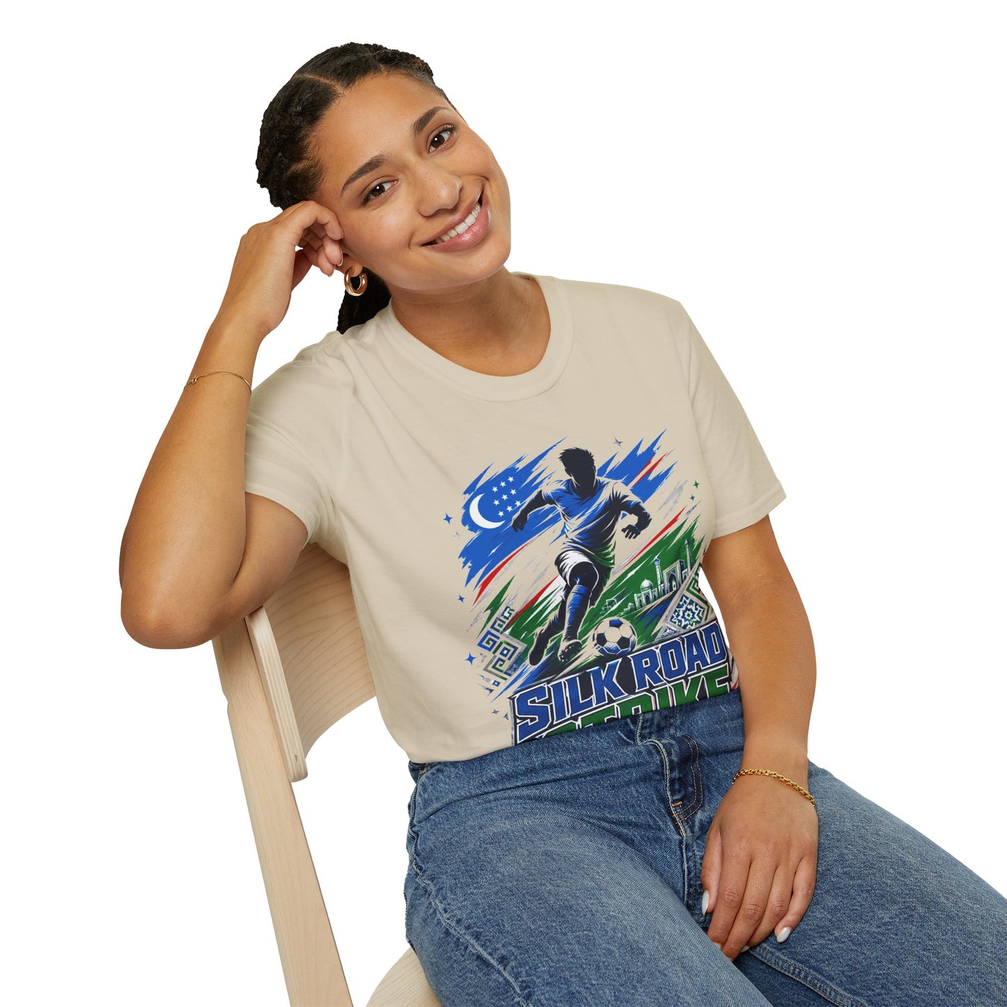 Silk Road Strike Soccer T-Shirt — Uzbekistan Football Graphic Tee