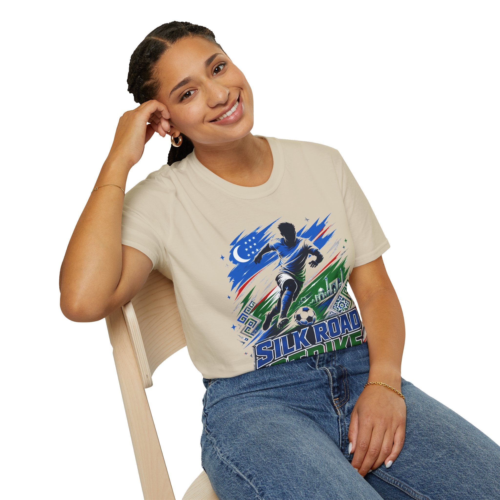 Silk Road Strike Soccer T-Shirt — Uzbekistan Football Graphic Tee