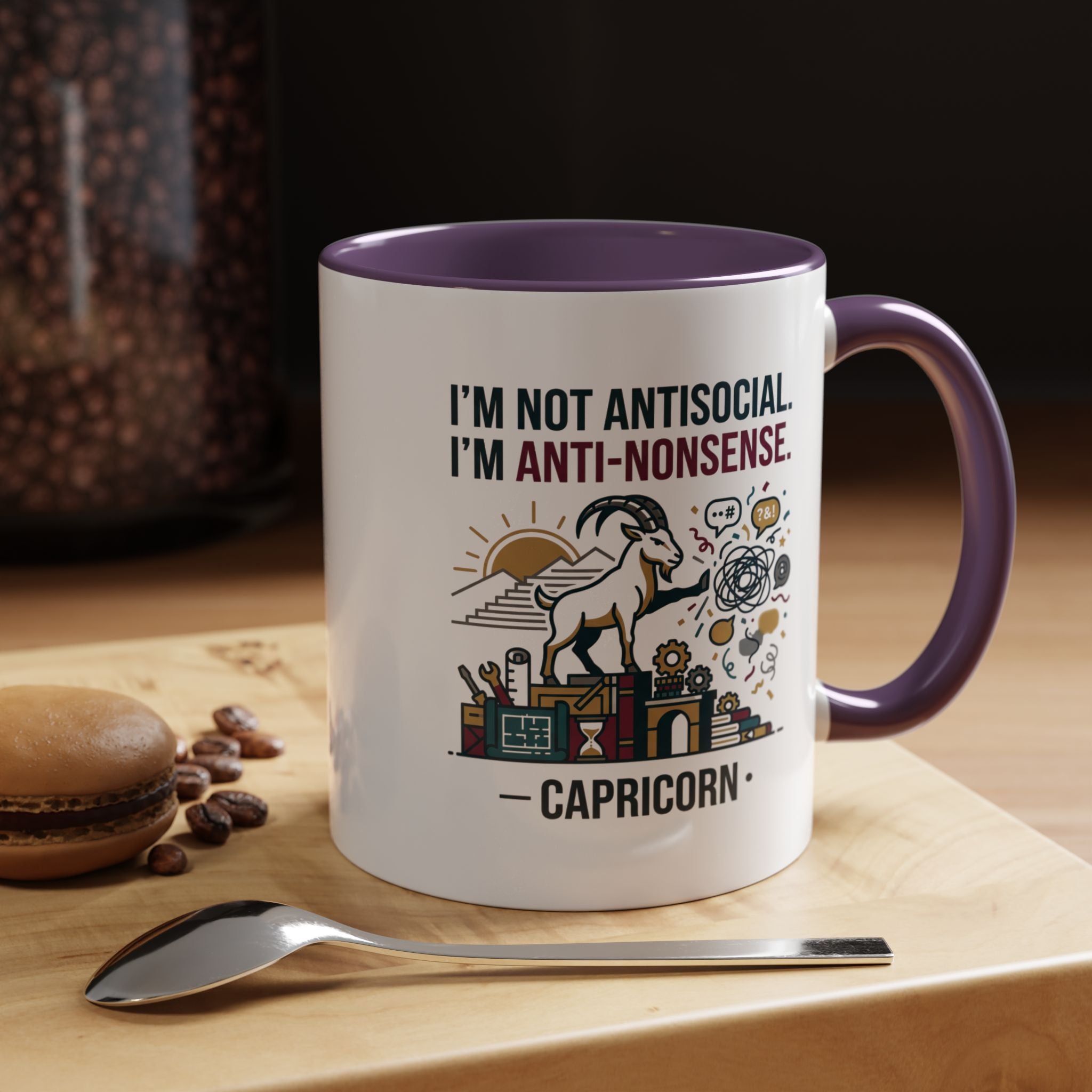 Capricorn Coffee Mug — "I'm Not Antisocial, I'm Anti-Nonsense" Accent Mug