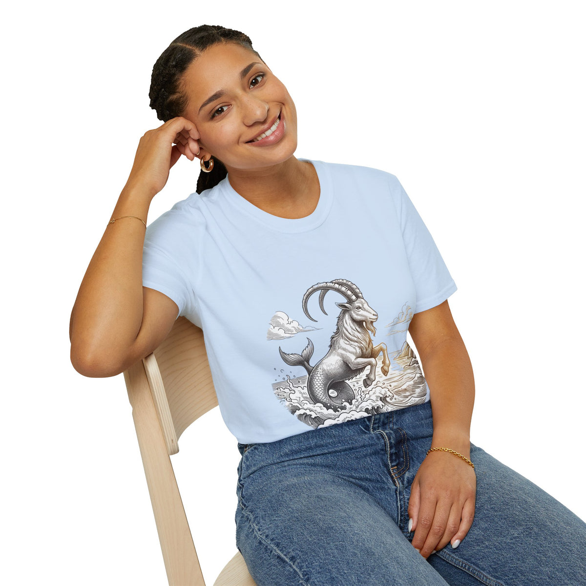 Capricorn Goat-Mermaid T-Shirt — Mythical Sea Goat Zodiac Tee