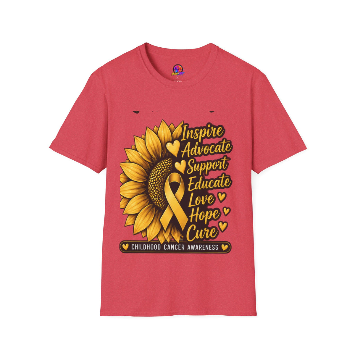 Childhood Cancer Awareness Sunflower T-Shirt – Inspire Advocate Support Educate Love Hope Cure