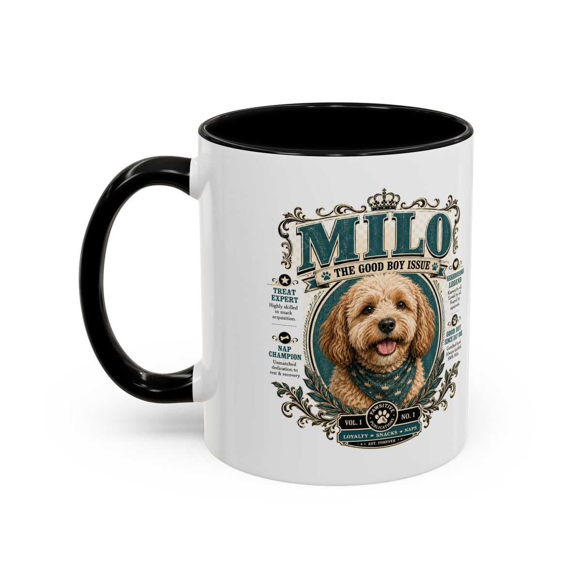 Milo Bailey Dog Dad Mom Milo Dog Portrait Coffee Mug — 'The Good Boy Issue' Accent Mug