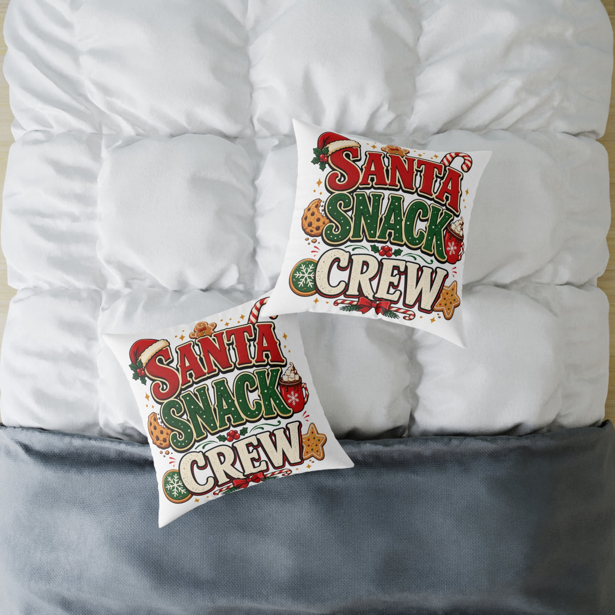 Christmas Santa Snack Crew Pillow — Christmas Holiday Decorative Throw Pillow