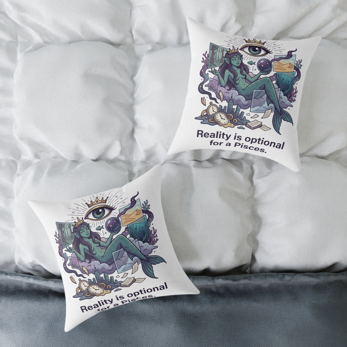 Pisces Zodiac Reality Is Optional Square Poly Canvas Pillow