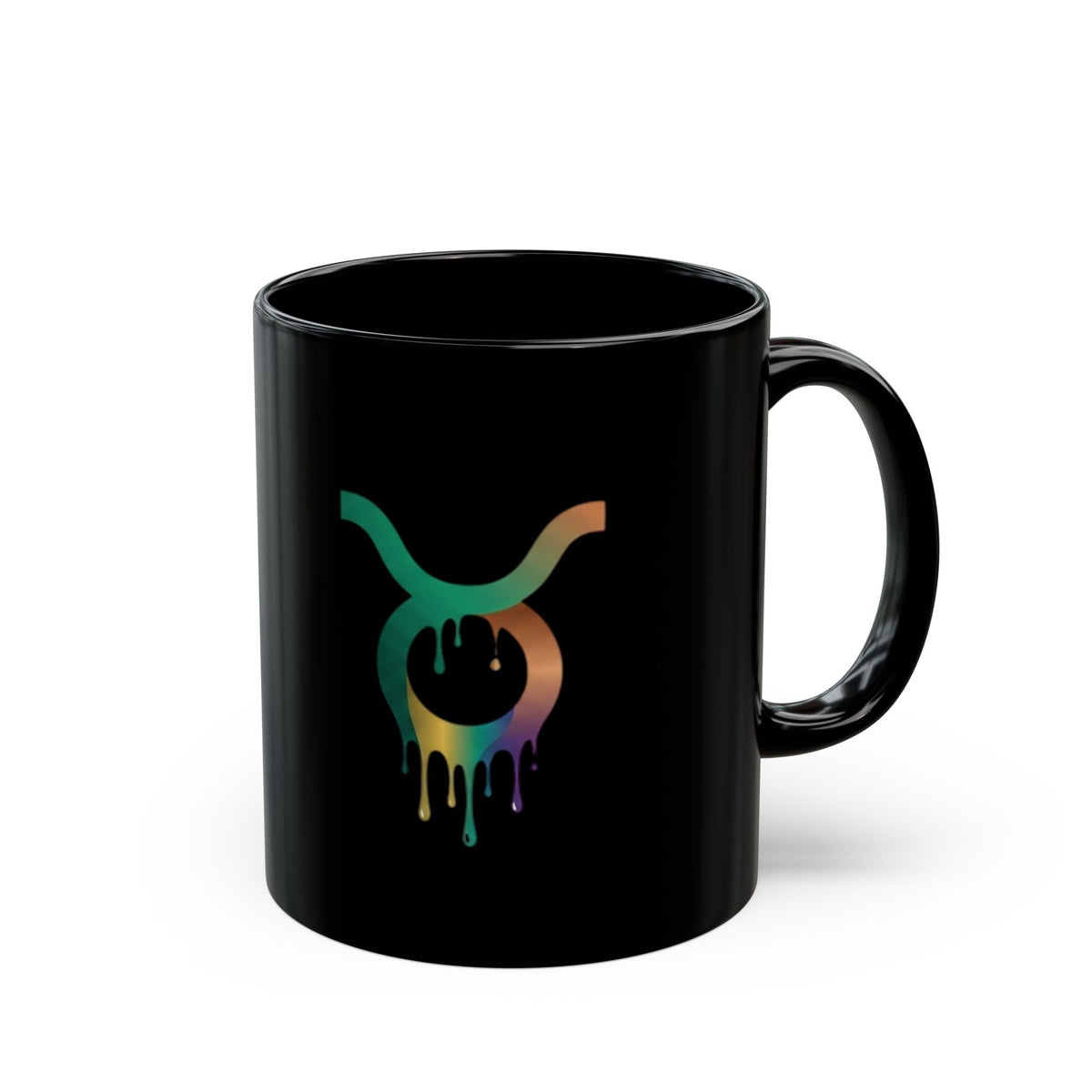 Taurus Drip Black Mug — Colorful Dripping Taurus Zodiac Coffee Cup