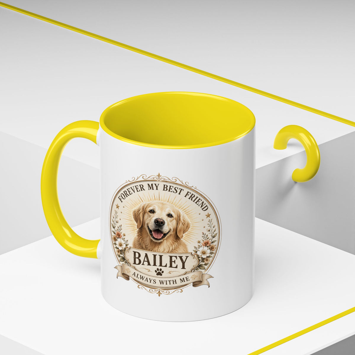 Milo Bailey Dog Dad Mom Golden Retriever Memorial Coffee Mug – "Forever My Best Friend" Personalized Name Accent Mug