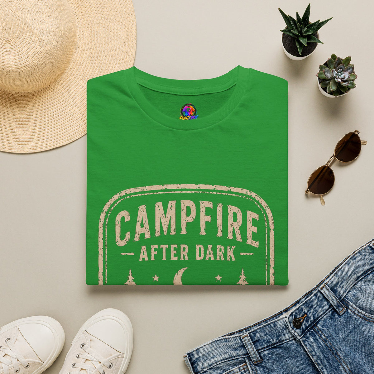 Campfire After Dark T-Shirt — Vintage Camping Graphic Tee