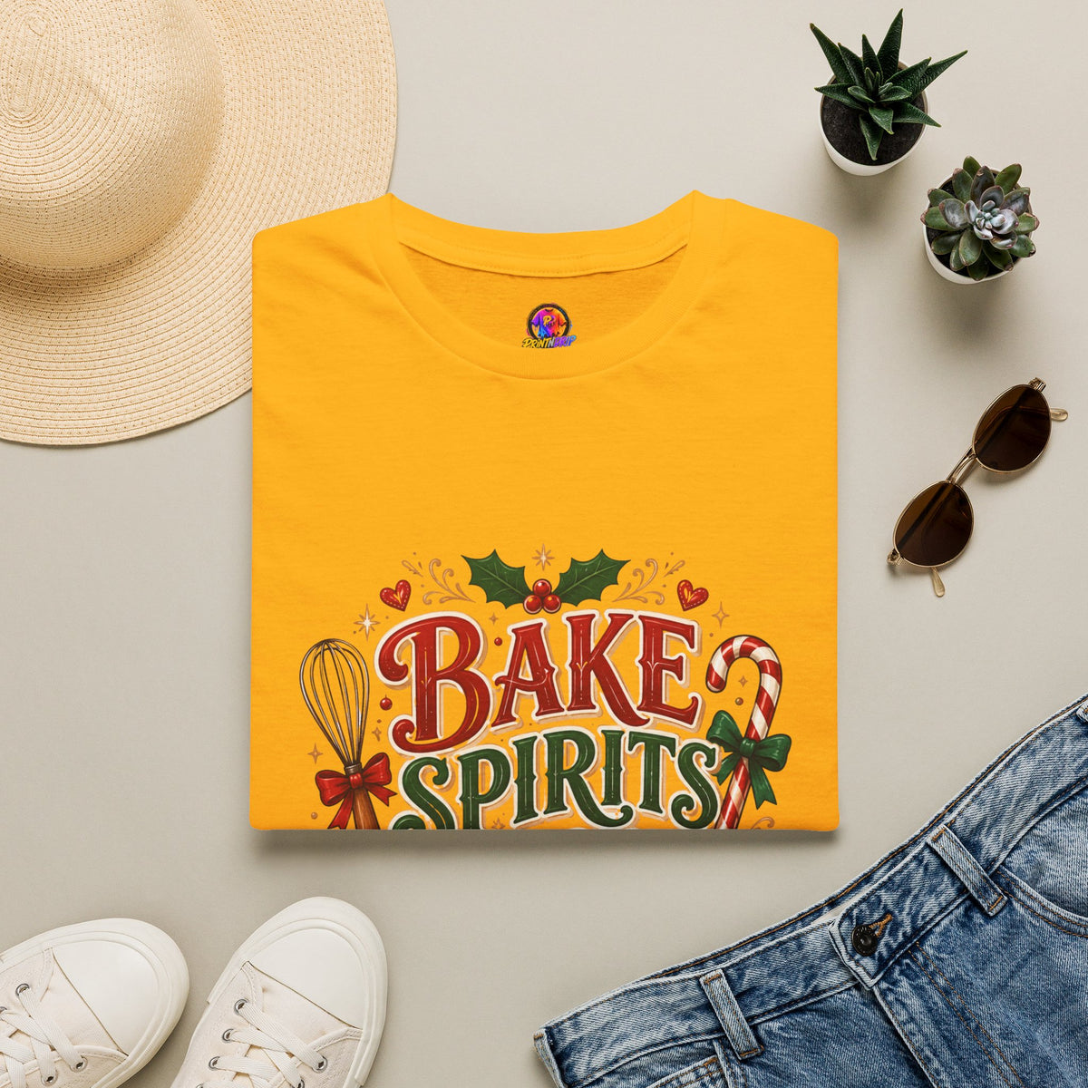 Bake Spirits Bright Holiday T-Shirt — Christmas Baking Graphic Tee