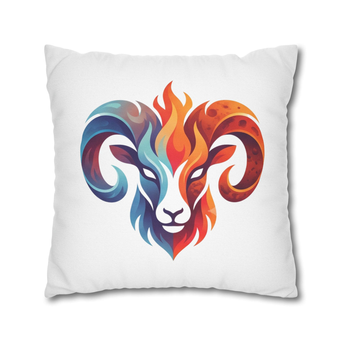 Aries Ram Flame Art Pillowcase — Colorful Zodiac Throw Pillow Cover