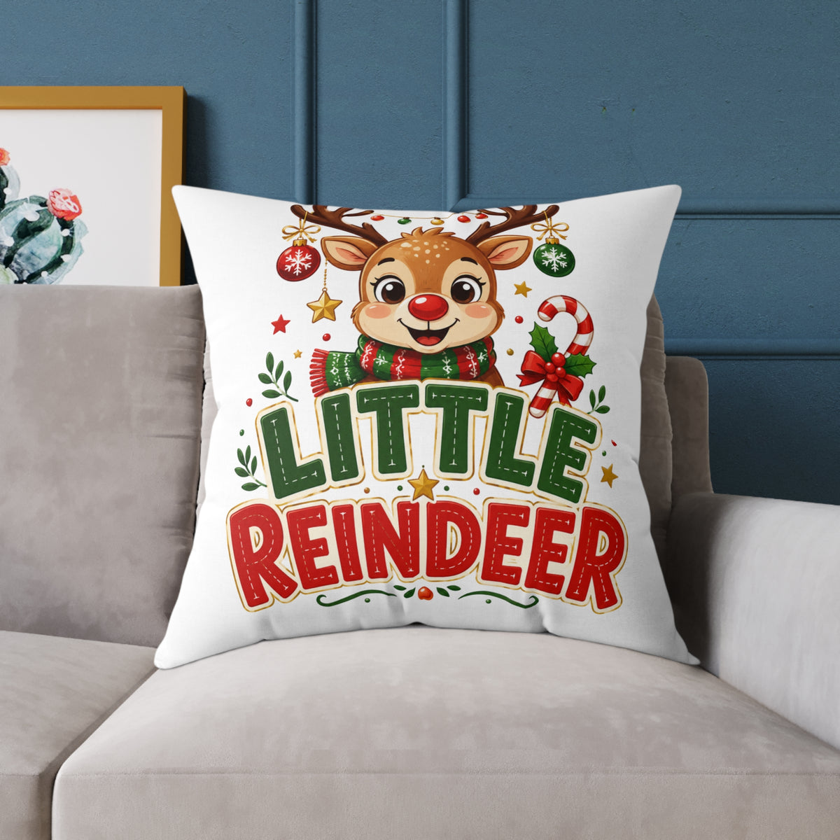 Little Reindeer Christmas Throw Pillow - Cute Kids Holiday Decor