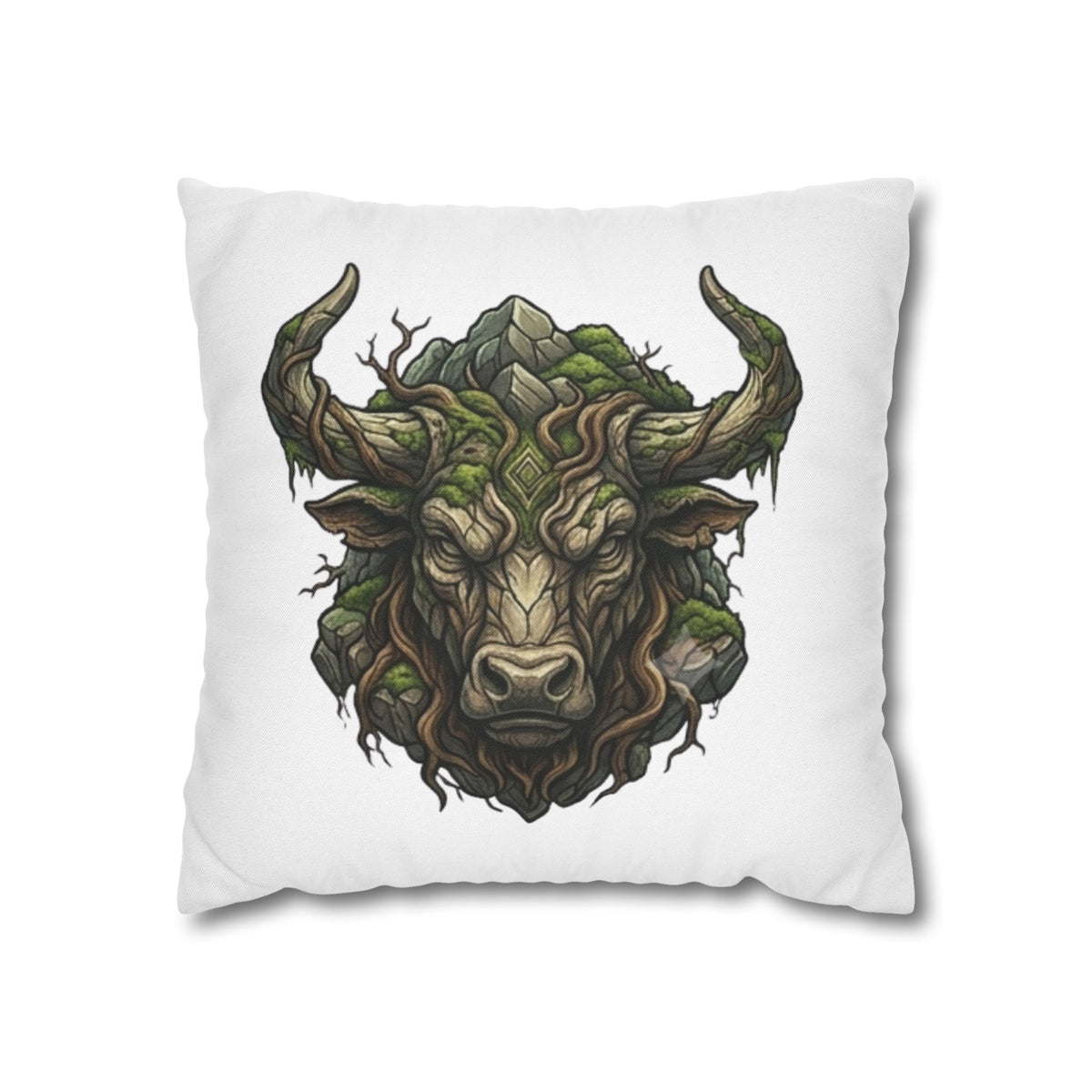 Taurus Forest Bull Decorative Pillowcase — Mythic Woodland Ox Accent Cushion