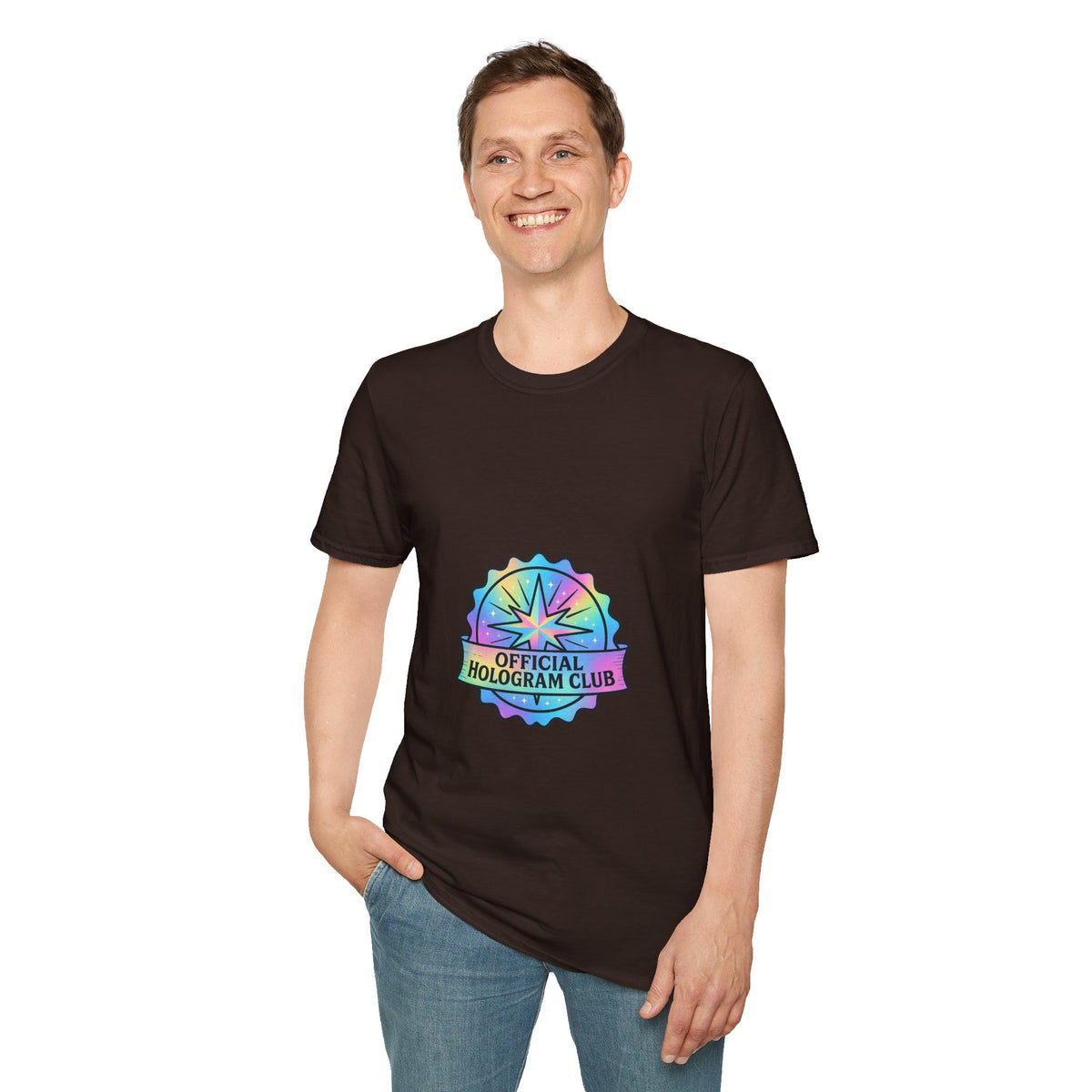 Official Hologram Club Rainbow Holographic T-Shirt - Trending Now - October 2026