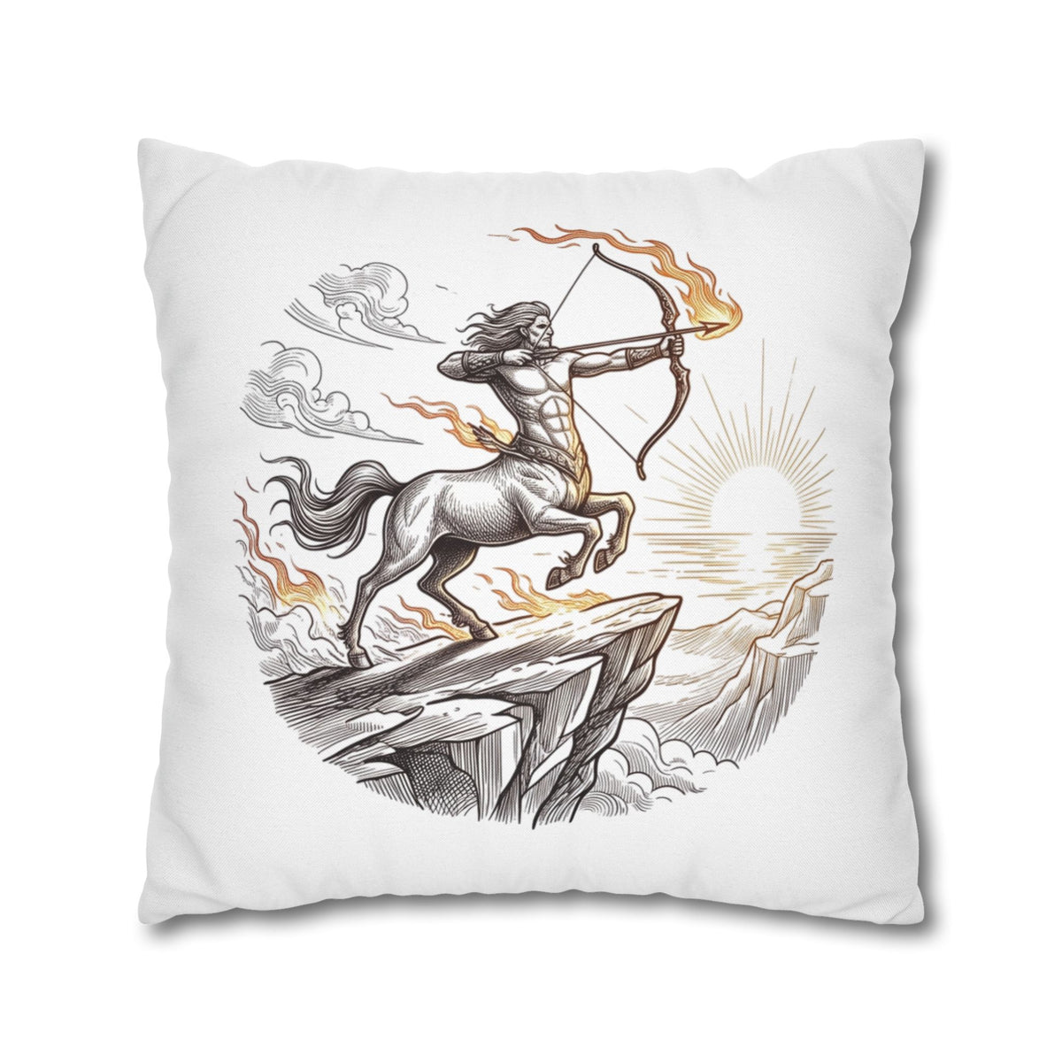 Sagittarius Centaur Archery Throw Pillow - Zodiac Mythology Decorative Pillowcase