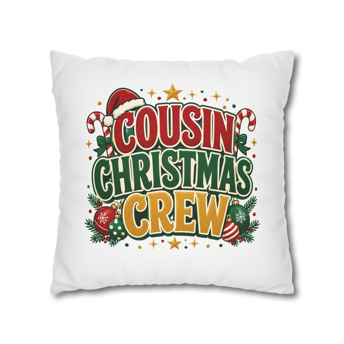 Cousin Christmas Crew Pillow Cover — Festive Holiday Decorative Throw Pillowcase