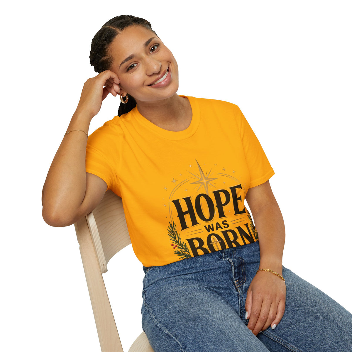 Hope Was Born T‑Shirt — Christmas Nativity Star Holiday Tee