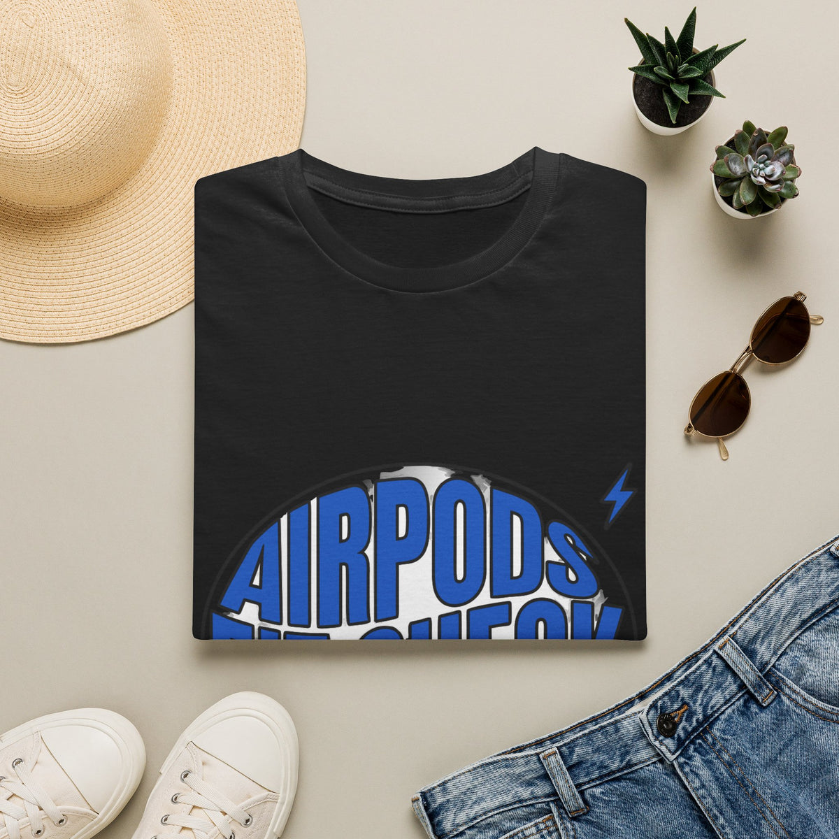 AirPods Fit Check Approved Blue Graphic Tee - Trendy Y2K Aesthetic T-Shirt - Trending Now - September 2026