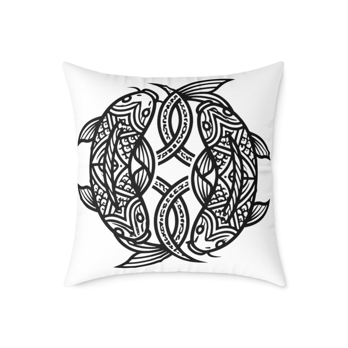 Pisces Zodiac Black Pisces Square Poly Canvas Pillow