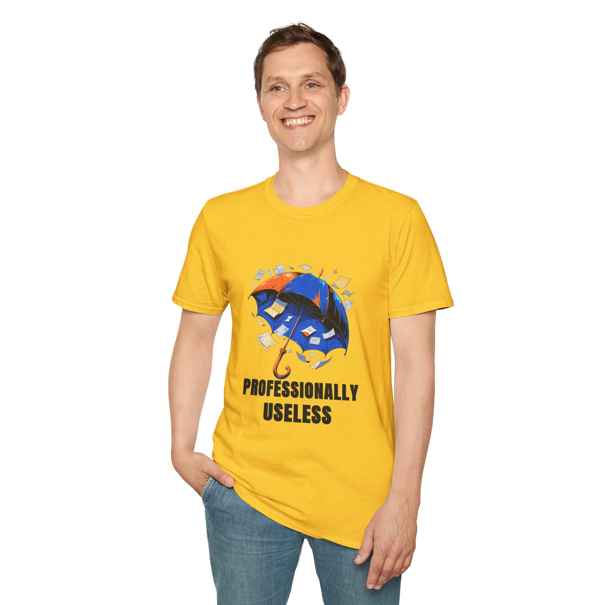 Professionally Useless T-Shirt — Illustrated Umbrella Graphic - Trending Now - August 2026