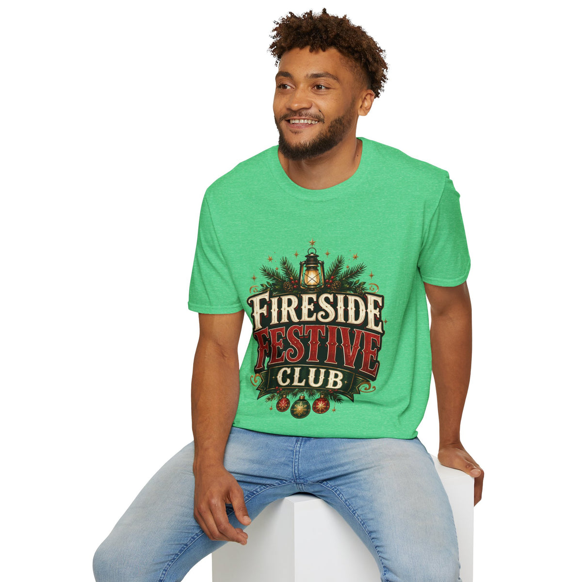 Fireside Festive Club T-Shirt — Cozy Holiday Lantern Graphic Tee
