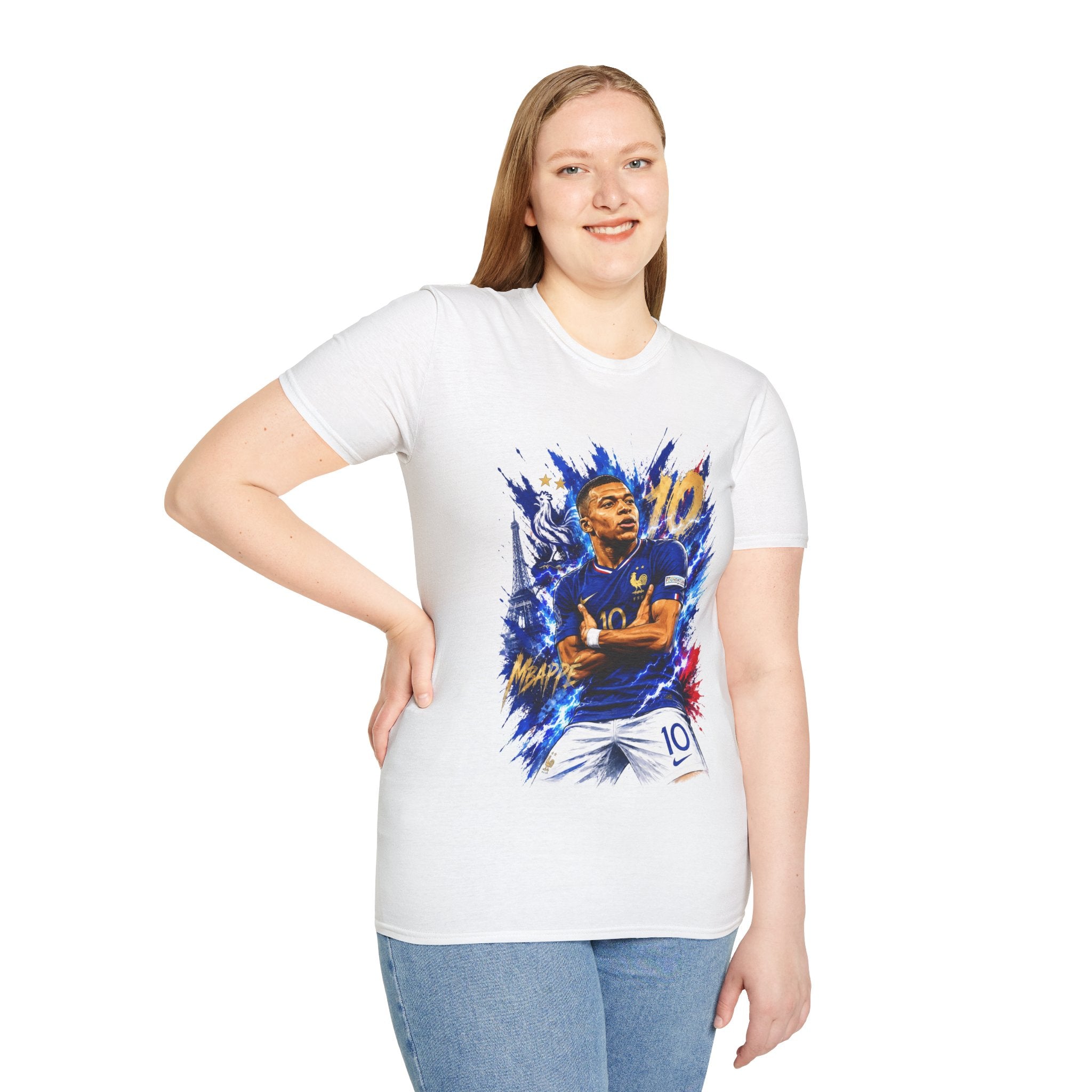 France Mbappé Soccer T-Shirt — #10 Blue Action Portrait Tee