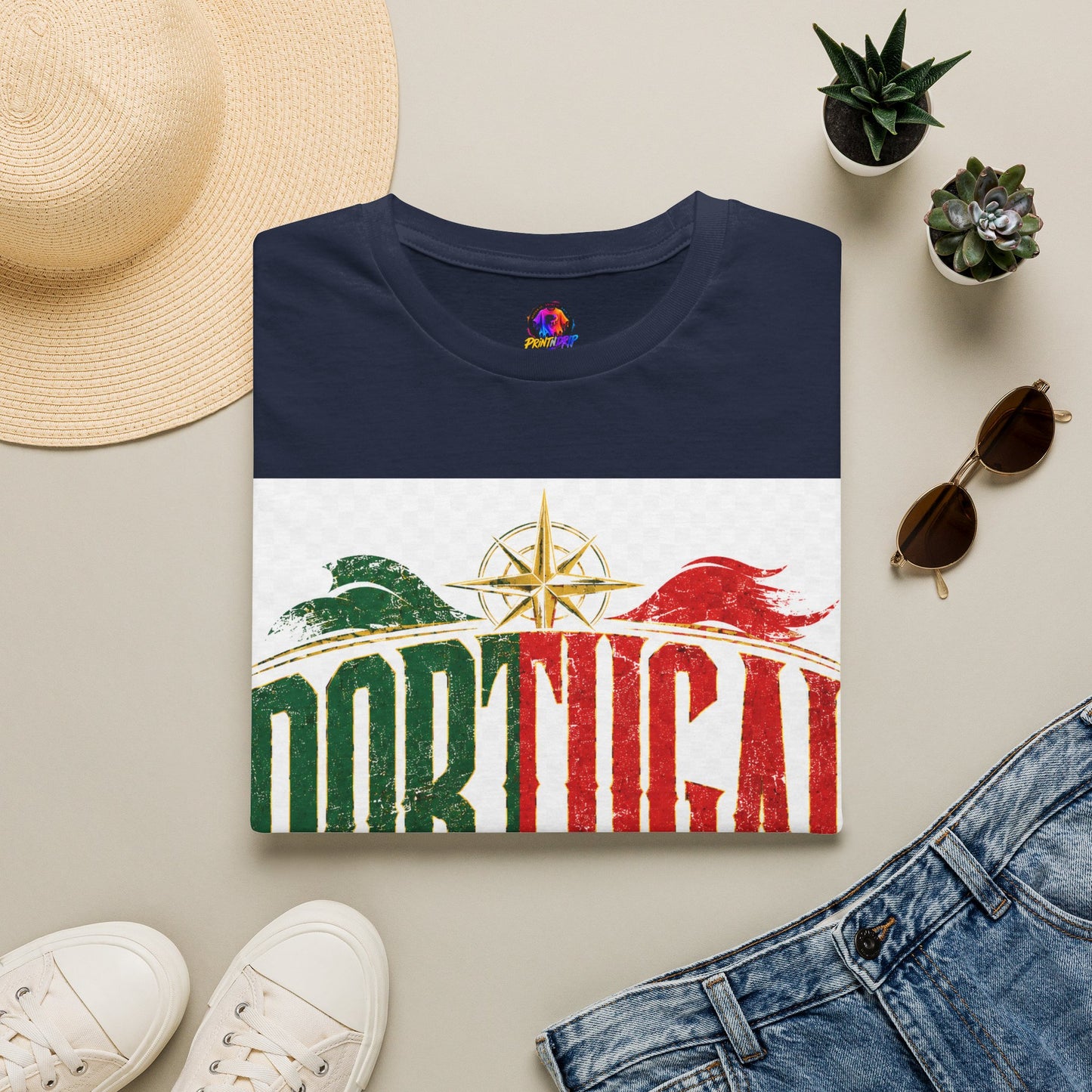 Portugal Vintage Compass T-Shirt — Retro Portuguese Flag Travel Tee