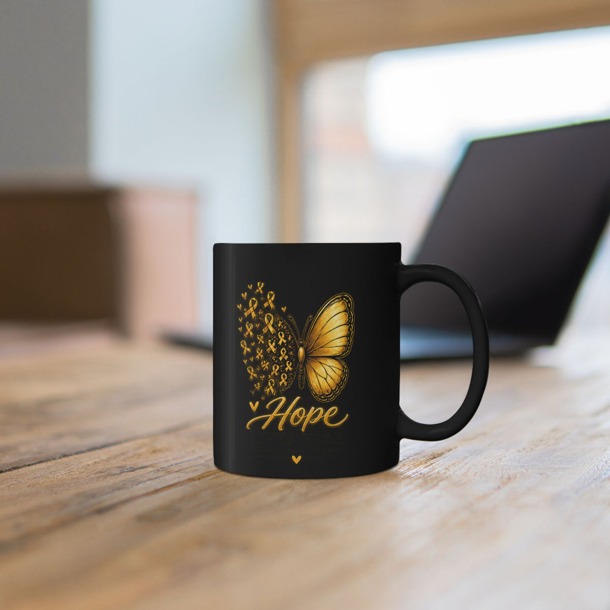 Childhood Cancer Awareness Hope Butterfly Black Mug
