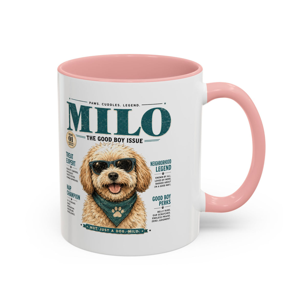 Milo Bailey Dog Dad Mom Milo Magazine-Style Accent Coffee Mug — Cute Dog Portrait
