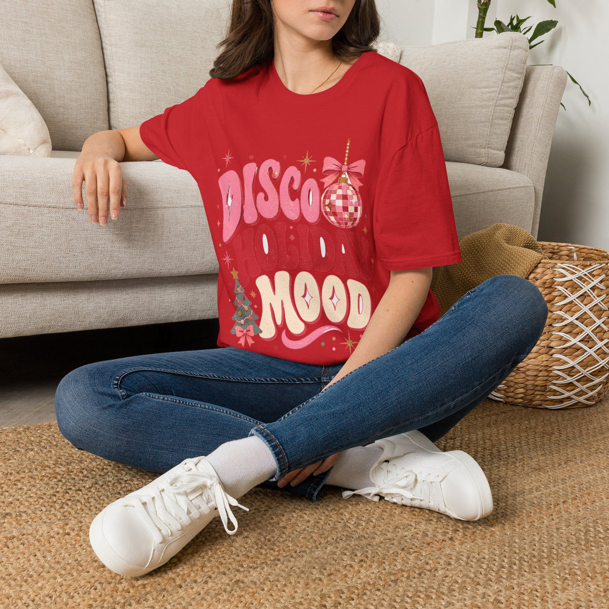 Disco Holiday T-Shirt — Retro Pink Disco Ball Christmas Tee