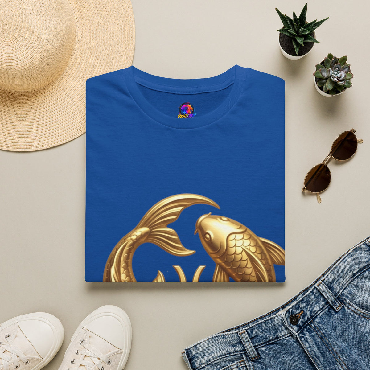 Pisces Gold Fish T-Shirt — Zodiac Symbol Astrology Tee