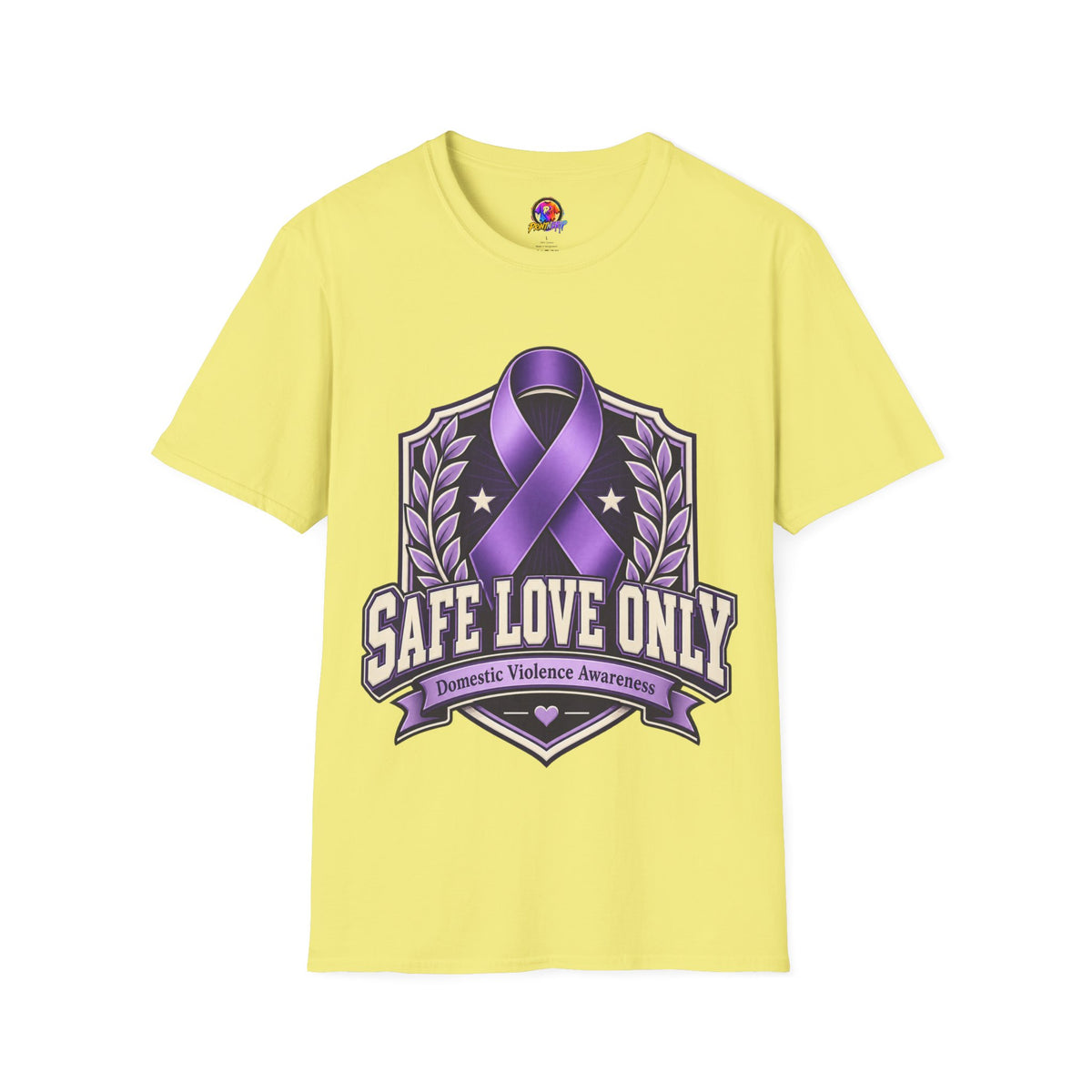 Domestic Violence Awareness T-Shirt — "Safe Love Only" Purple Ribbon Tee