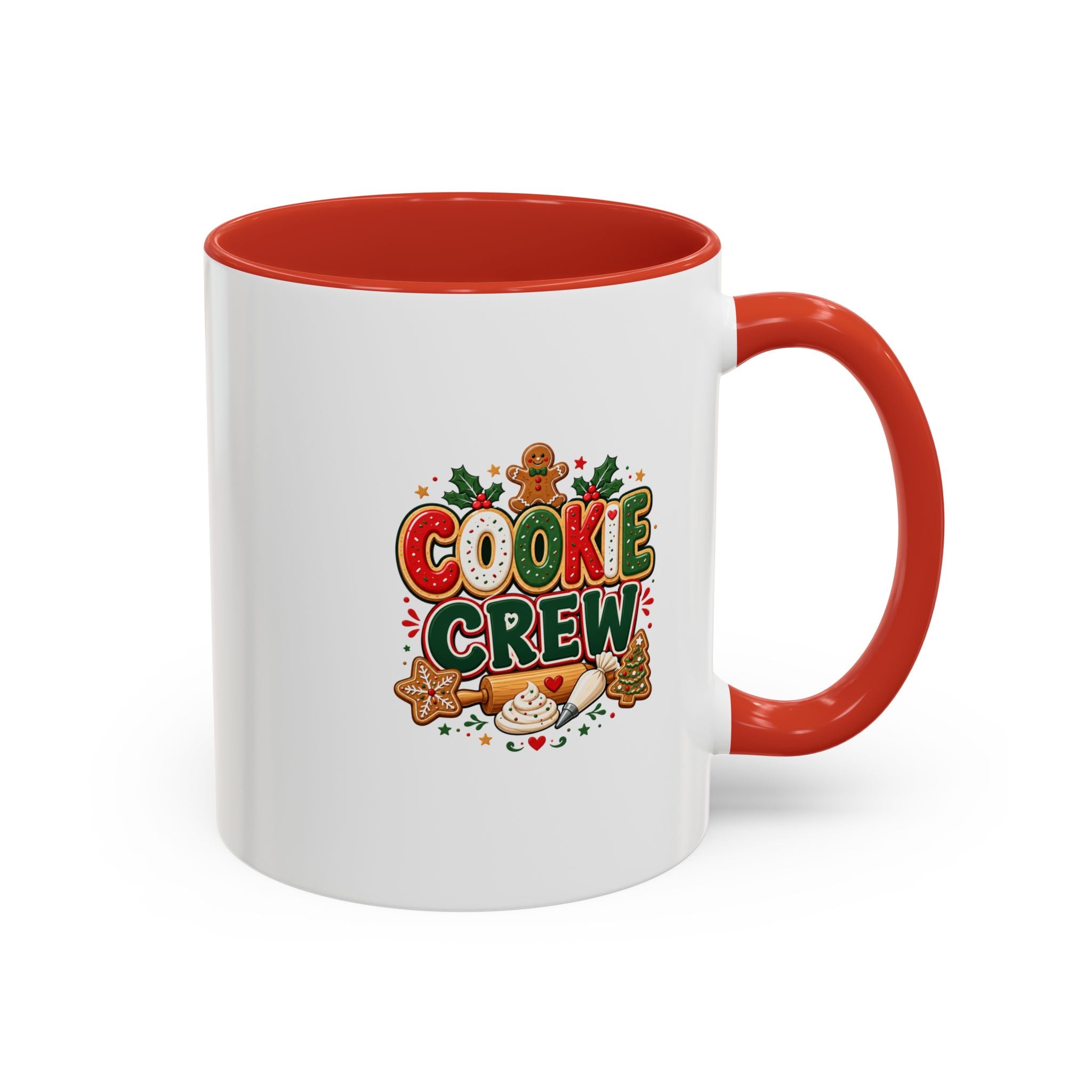 Cookie Crew Accent Coffee Mug — Holiday Gingerbread Christmas Coffee Cup
