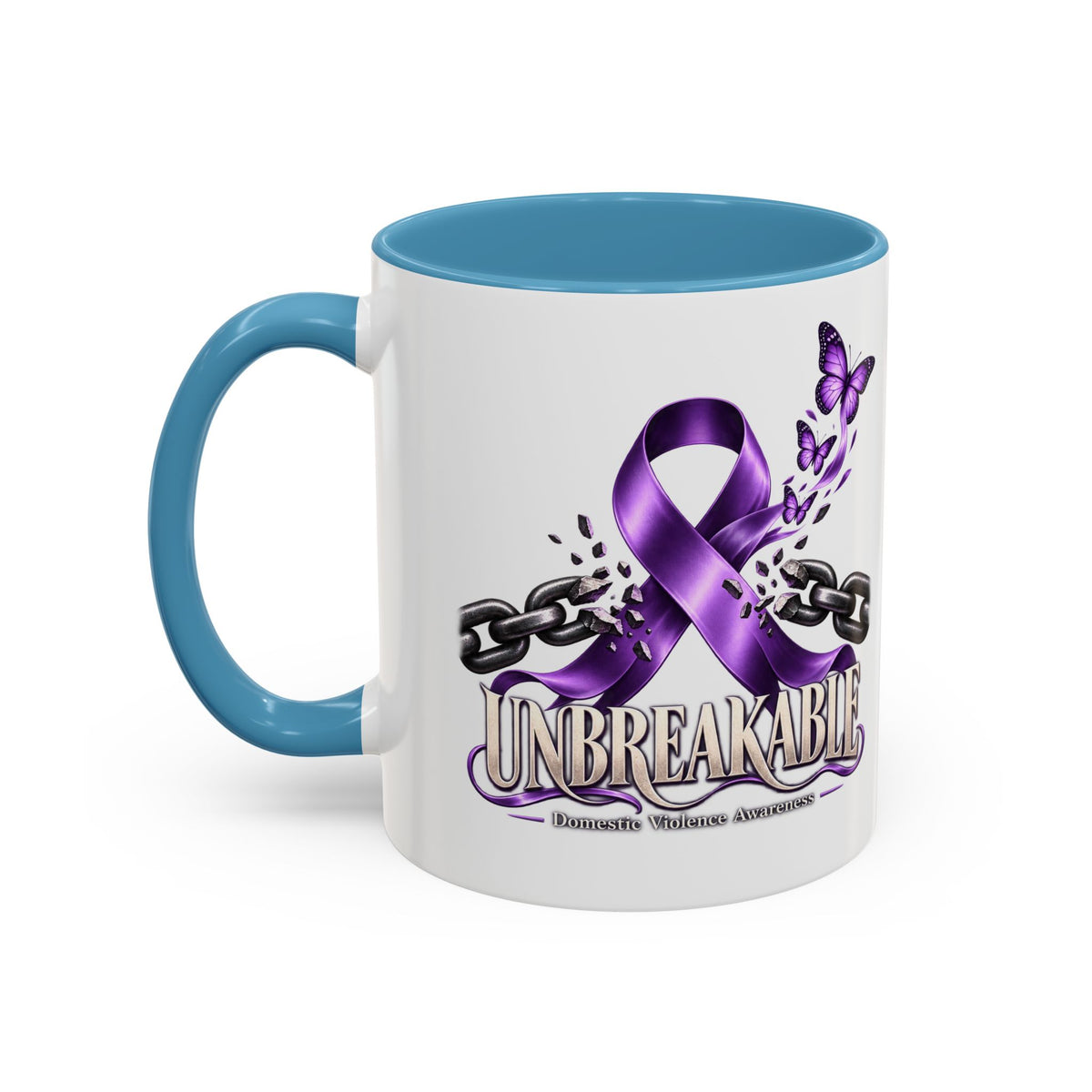 Unbreakable Purple Ribbon Coffee Mug —Domestic Violence Awareness Support Accent Mug