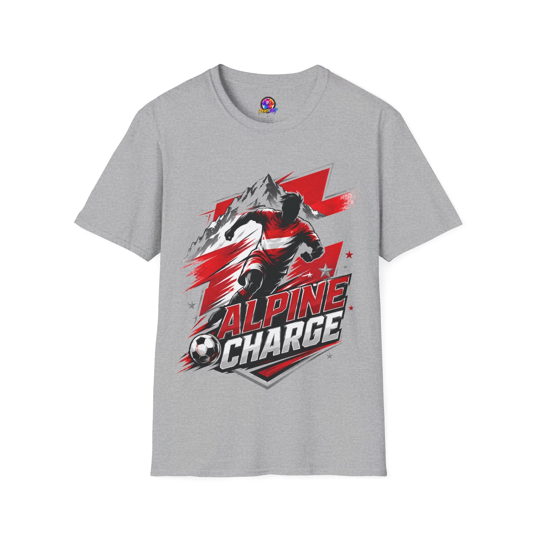Austria  Alpine Charge Soccer T-Shirt — Mountain Football Graphic Tee -