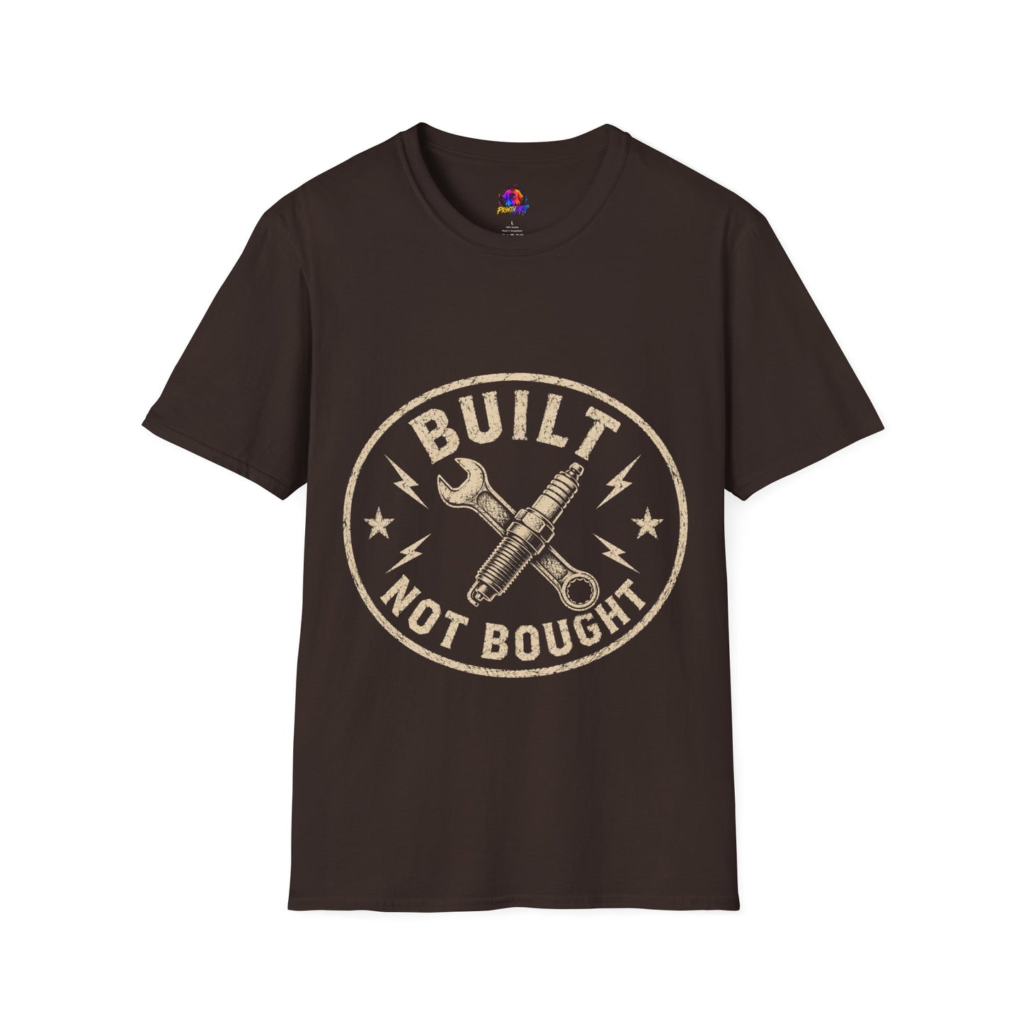 T-Shirt — "Built Not Bought" Vintage Mechanic Graphic