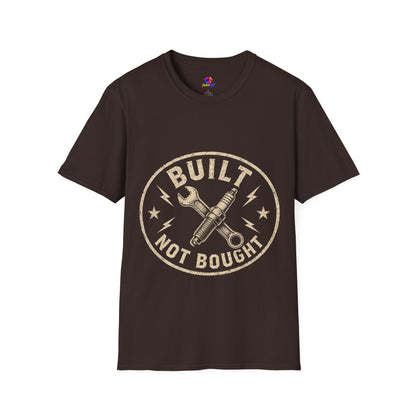 T-Shirt — "Built Not Bought" Vintage Mechanic Graphic