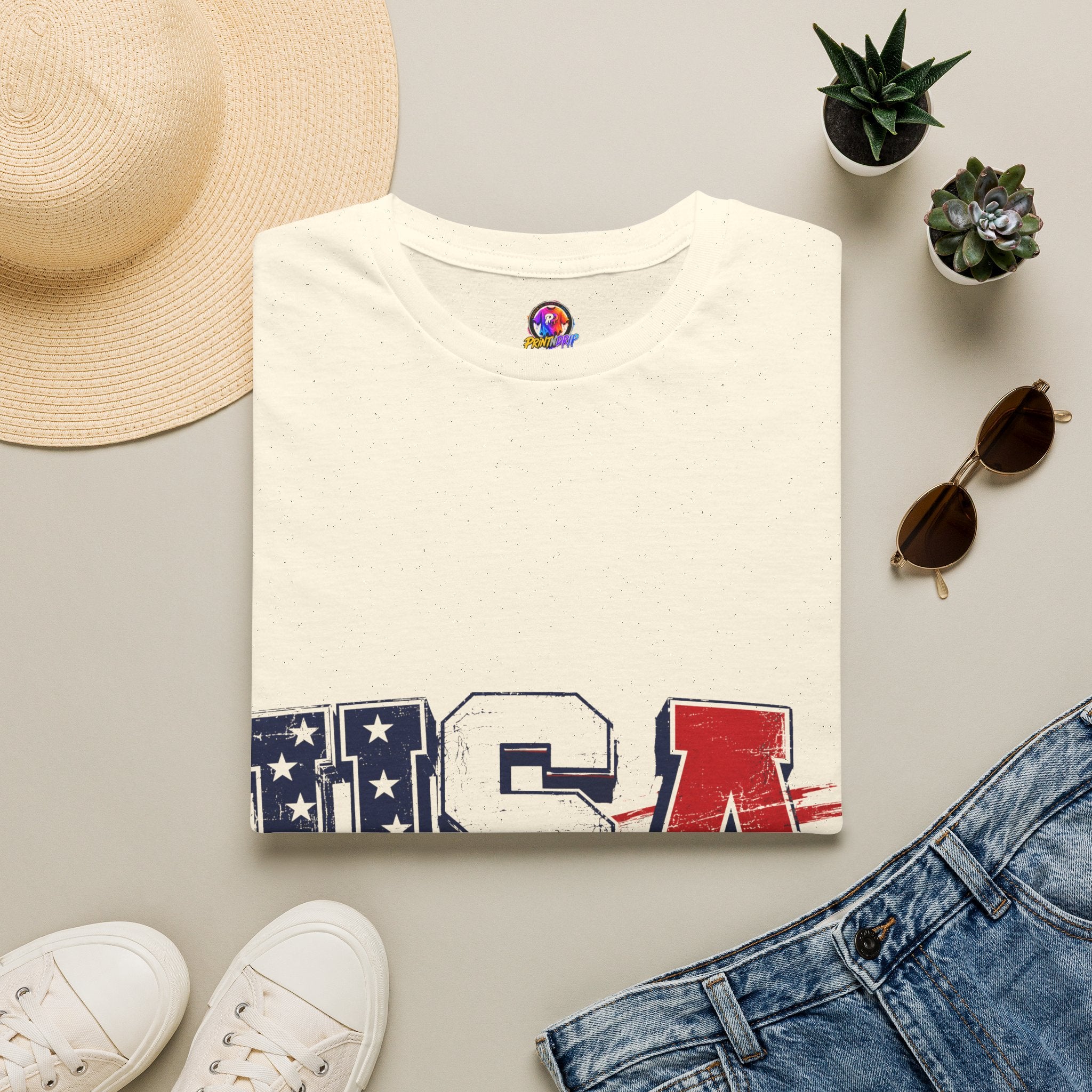 USA Flag Graphic T-Shirt — Patriotic Red White & Blue Tee