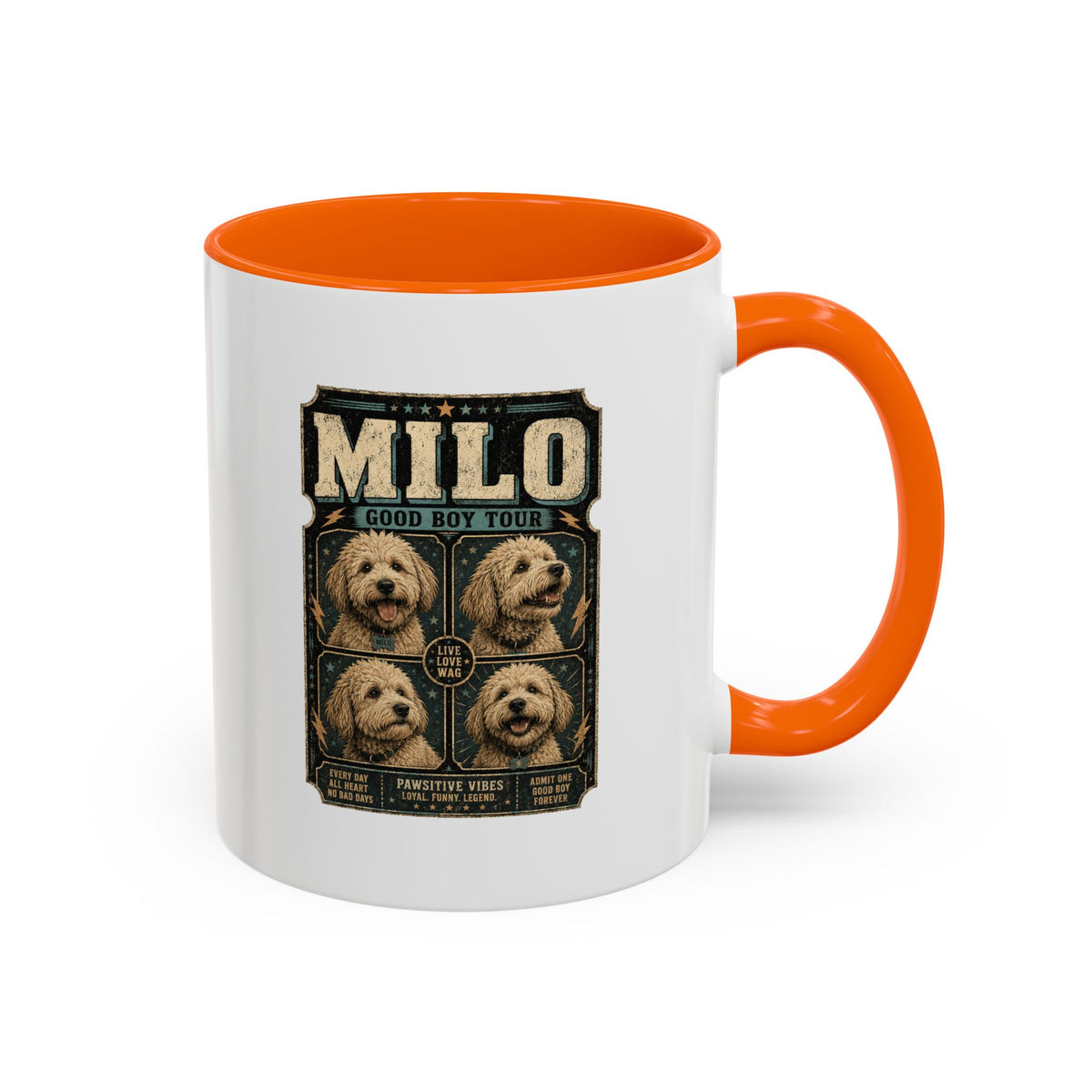 Milo Bailey Dog Dad Mom Personalized Milo Dog Coffee Mug — "Good Boy Tour" Accent Mug