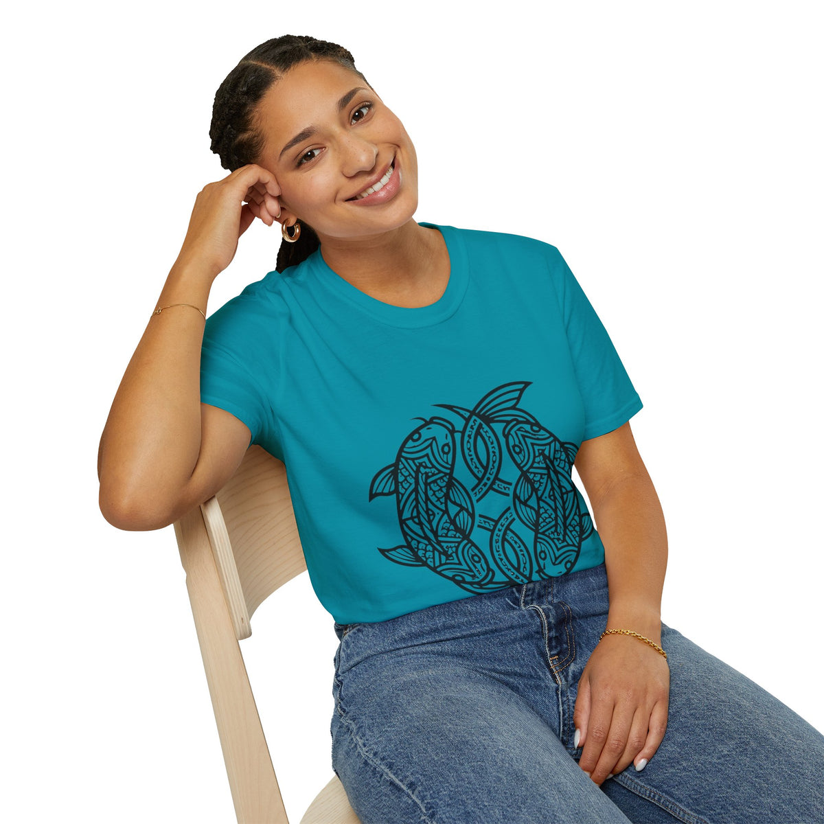 Pisces Zodiac Koi Fish Mandala T-Shirt — Intricate Zen koi Circle Design