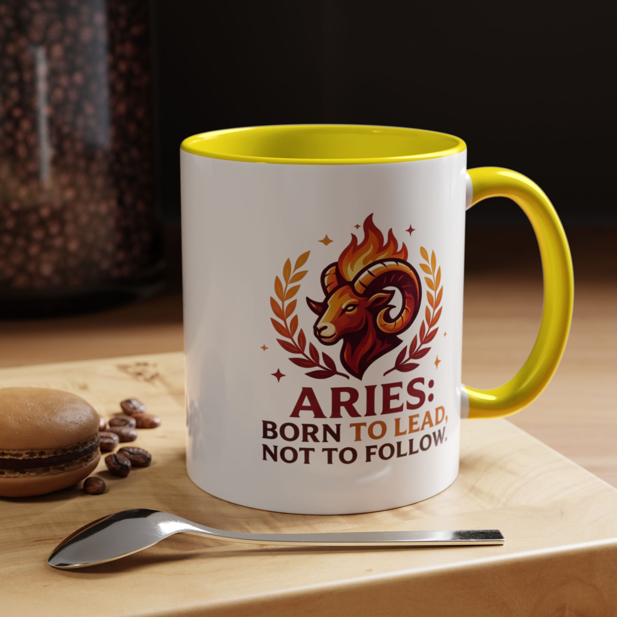 Aries Coffee Mug — "Aries: Born to Lead, Not to Follow" Zodiac Astrology Gift