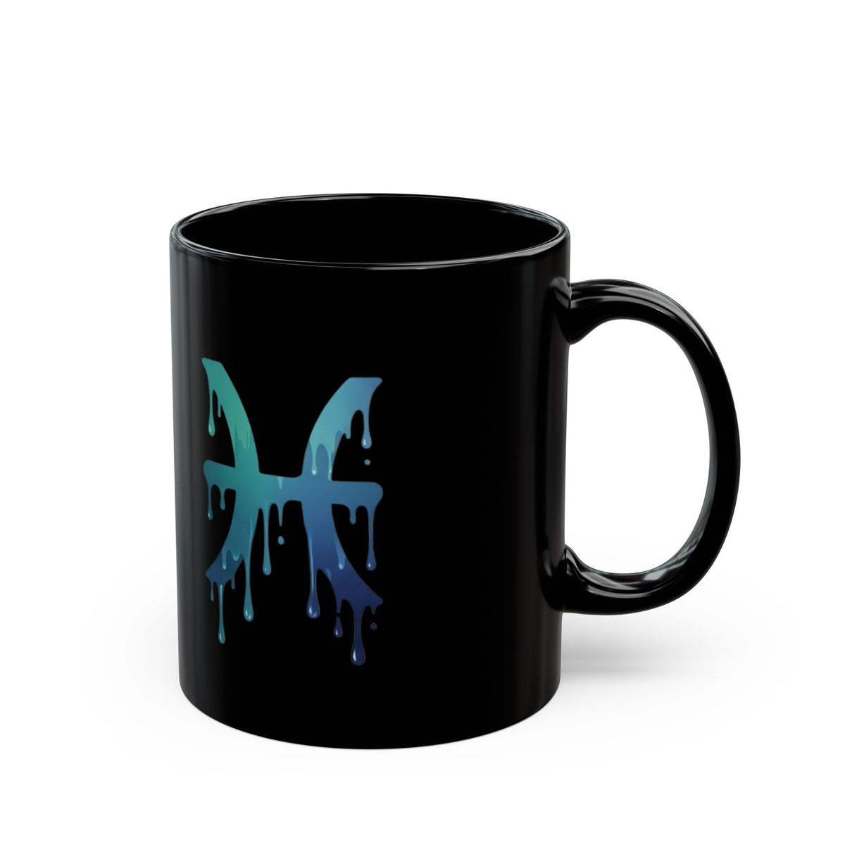Pisces Zodiac Dripping Pisces Mug — Black Zodiac Coffee Cup