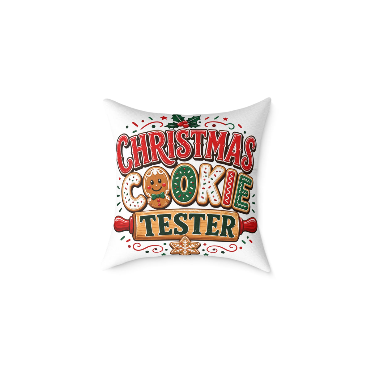 Christmas Cookie Tester Pillow — Festive Holiday Throw Pillow for Baking Lovers